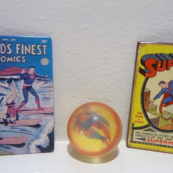2 SUPERMAN FRIDGE MAGNETS VINTAGE COMICS w/BONUS SUPERBALL - Picture 2 of 14